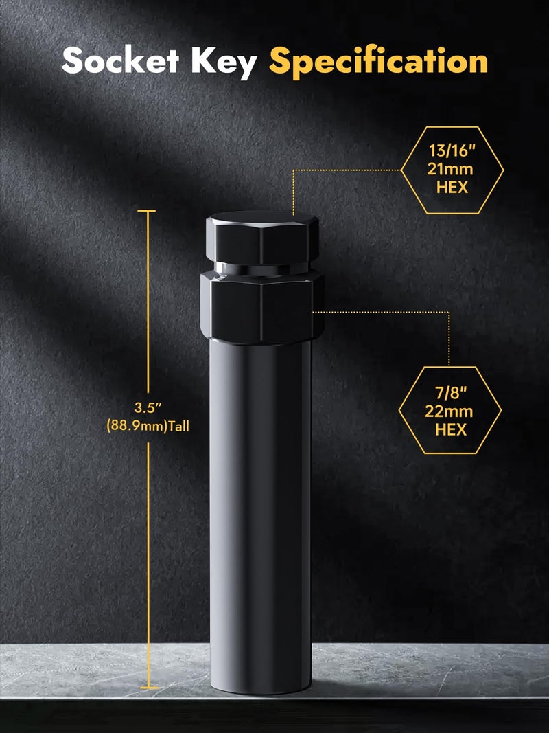 MIKKUPPA 7 Spline Lug Nuts Socket Key - for 20mm Inner Diameter - Compatible with 21mm (13/16) and 22mm (7/8) Replacement Hex Socket - Image 2